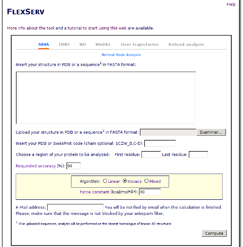 Once we have the PDB file, we can open the FlexServ web tool and prepare the 